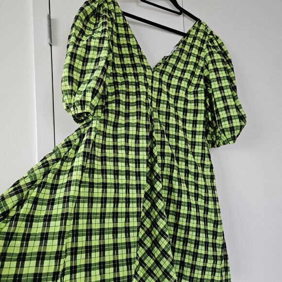 Ganni Green Seersucker Dress EU 38 - Picture 6 of 10